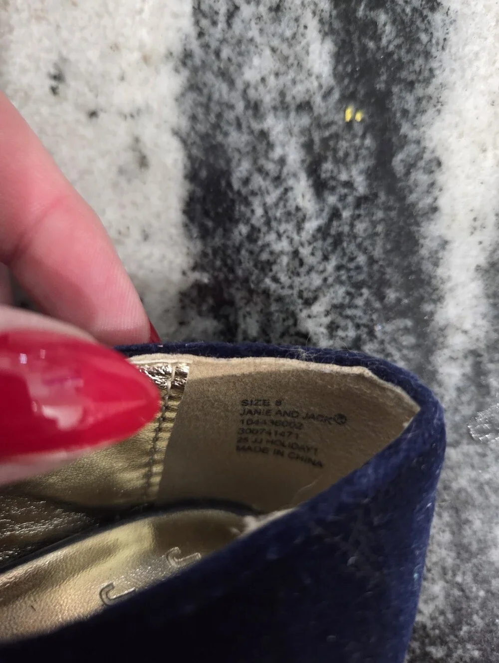 Janie and Jack Navy Velvet Ballet Flatd